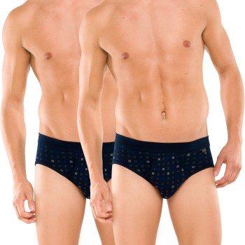 Schiesser 2P Essentials Sport Briefs With Fly Marineblå bomuld XX-Large Herre