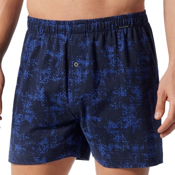 Schiesser 2P Fun Prints Boxer Shorts Blå Mønster bomuld Large Herre