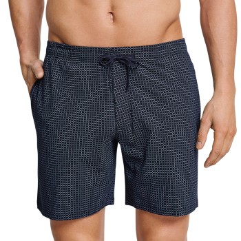 Schiesser Mix and Relax Jersey Long Boxer 3XL-5XL Blå Mønster bomuld 3XL Herre