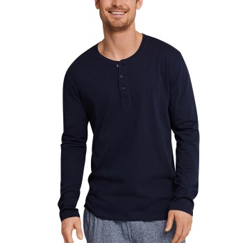 Se Schiesser Mix and Relax Long Sleeve Shirt Button Mørkblå bomuld Medium Herre ved Timarco