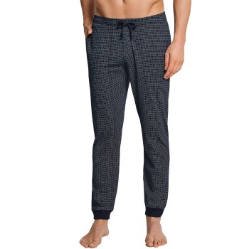 Schiesser Mix and Relax Lounge Pants With Cuffs Blå Mønster bomuld Medium Herre