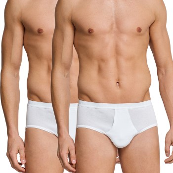 Schiesser 2P Original Classics Fine Rib Sport Briefs Hvid bomuld Small Herre