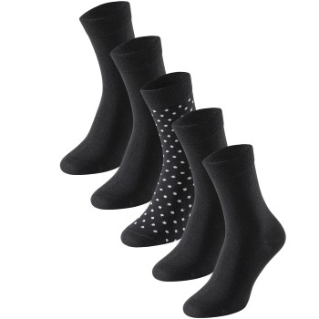 Schiesser Strømper 5P Women Socks Sort mønstret Str 39/42 Dame