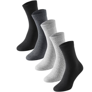 Schiesser Strømper 5P Women Socks Grå/Sort Str 35/38 Dame