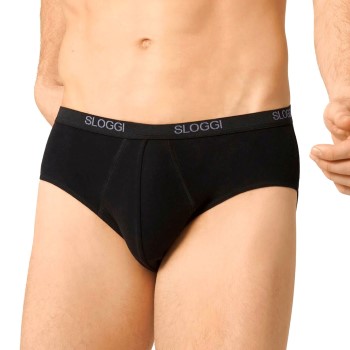 Sloggi 2P For Men Basic Midis Sort bomuld Small Herre