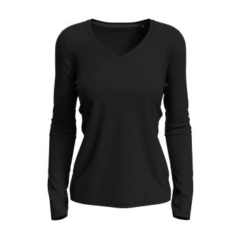 Se Stedman Claire V-neck Long Sleeve Sort ringspundet bomuld Medium Dame ved Timarco