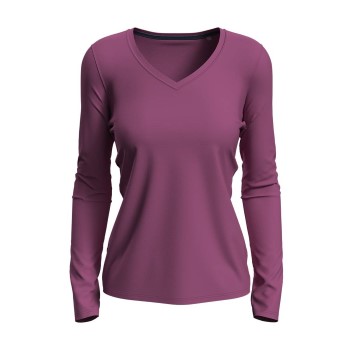 Stedman Claire V-neck Long Sleeve Rosa ringspundet bomuld Small Dame