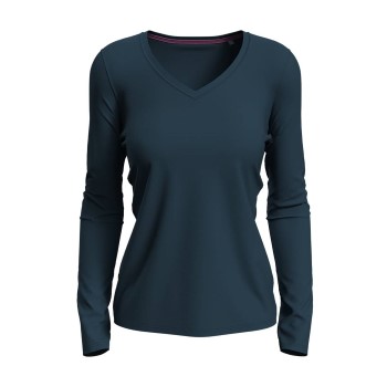 Se Stedman Claire V-neck Long Sleeve Marineblå ringspundet bomuld Medium Dame ved Timarco