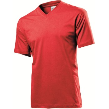 Stedman Classic V-Neck Men T-shirt Rød bomuld Small Herre