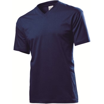 Stedman Classic V-Neck Men T-shirt Marineblå bomuld Small Herre