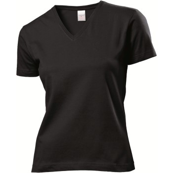 Se Stedman Classic V-Neck Women T-shirt Sort bomuld Medium Dame ved Timarco