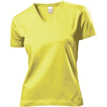 Stedman Classic V-Neck Women T-shirt Gul bomuld Medium Dame