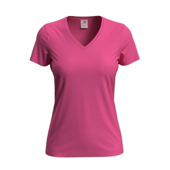 Se Stedman Classic V-Neck Women T-shirt Rosa bomuld Small Dame ved Timarco