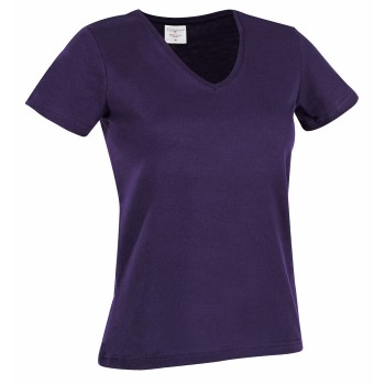 Se Stedman Classic V-Neck Women T-shirt Lilla bomuld Large Dame ved Timarco