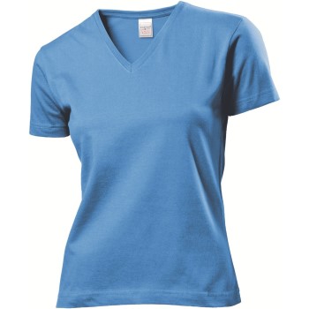 Stedman Classic V-Neck Women T-shirt Lyseblå bomuld Medium Dame