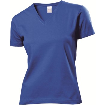 Stedman Classic V-Neck Women T-shirt Kongeblå bomuld Small Dame