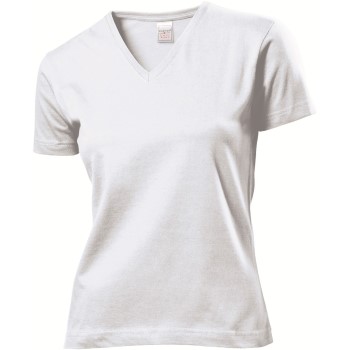 Se Stedman Classic V-Neck Women T-shirt Hvid bomuld Large Dame ved Timarco