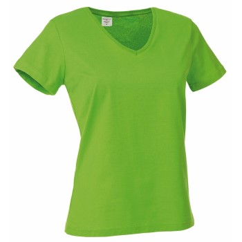 Se Stedman Classic V-Neck Women T-shirt Lysegrøn bomuld Small Dame ved Timarco