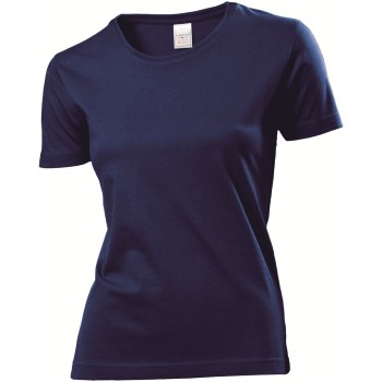 Se Stedman Classic Women T-shirt Marineblå bomuld Small Dame ved Timarco