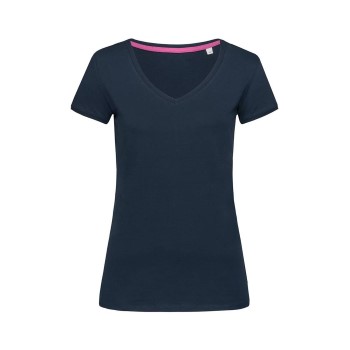 Stedman Megan V-neck Marineblå ringspundet bomuld Small Dame