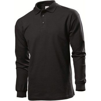 Se Stedman Polo Long Sleeve Men Sort bomuld Medium Herre ved Timarco