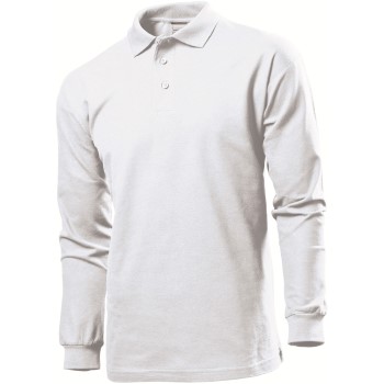 Stedman Polo Long Sleeve Men Hvid bomuld Small Herre