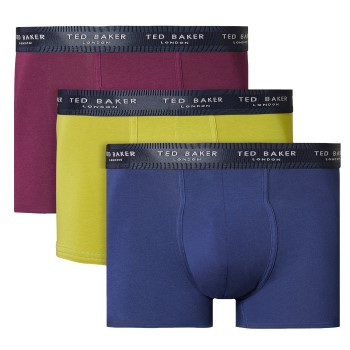 Ted Baker 3P Cotton Trunks Blå/Grøn bomuld Small Herre