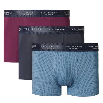 Ted Baker 3P Realasting Cotton Trunks Sort/Blå bomuld Small Herre