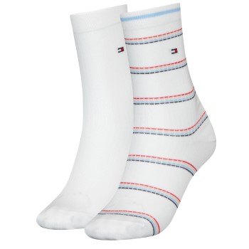 Tommy Hilfiger Legwear Tommy Hilfiger Strømper 2P Coastal Stripe Tencel Socks Hvid m Rand Str 39/42