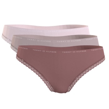 Tommy Hilfiger Trusser 3P Lace Brief Rosa/Grå Small Dame