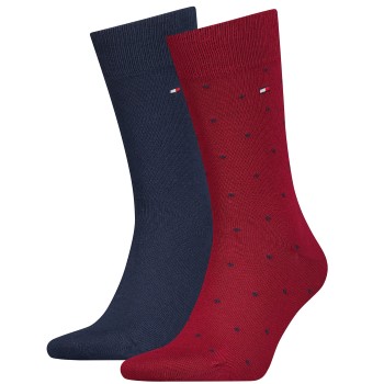 Tommy Hilfiger Legwear Tommy Hilfiger Strømper 2P Men Dot Socks Blå/Rød Str 39/42 Herre