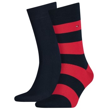 Tommy Hilfiger Legwear Tommy Hilfiger Strømper 2P Men Rugby Sock Blå/Rød Str 39/42 Herre