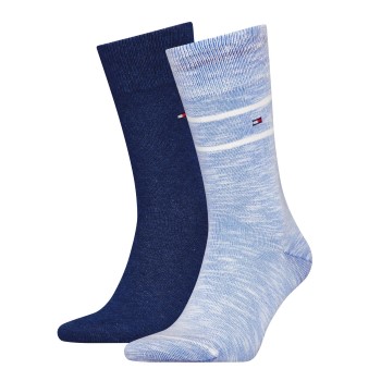 Tommy Hilfiger Legwear Tommy Hilfiger Strømper 2P Men Slub Classic Socks Marine/Blå Str 43/46 Herre