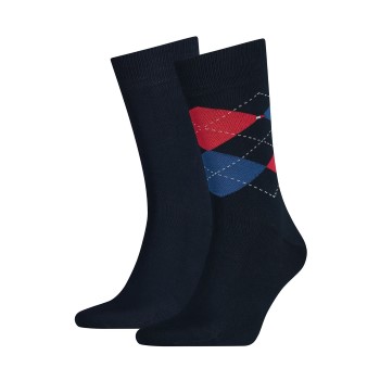 Tommy Hilfiger Legwear Tommy Hilfiger Strømper 2P Men Sock Check Blå/Rød Str 43/46 Herre