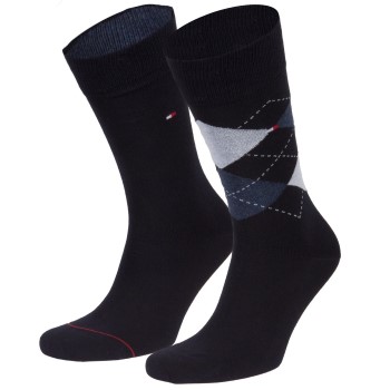 Tommy Hilfiger Legwear Tommy Hilfiger Strømper 2P Men Sock Check Marineblå Str 43/46 Herre