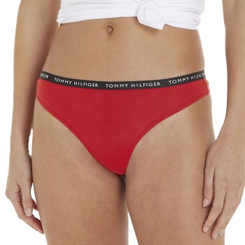 Tommy Hilfiger Trusser 3P Recycled Essentials Thong Rød/Blå Large Dame