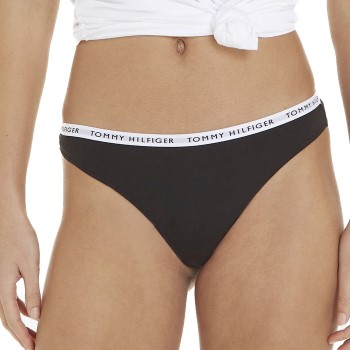 Tommy Hilfiger Trusser 3P Recycled Essentials Thong Sort/Grå X-Large Dame