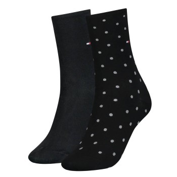 Tommy Hilfiger Legwear Tommy Hilfiger Strømper 2P Women Dot Sock Sort Str 39/42 Dame