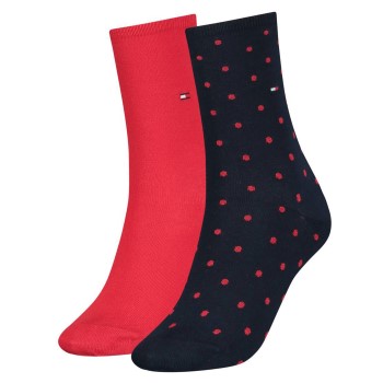 Tommy Hilfiger Legwear Tommy Hilfiger Strømper 2P Women Dot Sock Rød Mønster  Str 35/38 Dame