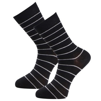 Trofé Trofe Bamboo Small Stripe Socks Strømper 2P Sort Str 35/38 Dame