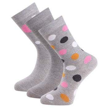 Trofé Trofe Cotton Printed Socks Strømper 3P Grå Str 35/38 Dame