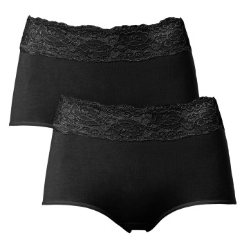 Trofé Trofe Lace Trimmed Maxi Briefs Trusser 2P Sort bomuld Medium Dame