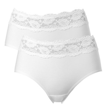 Trofé Trofe Lace Trimmed Midi Briefs Trusser 2P Hvid bomuld Small Dame