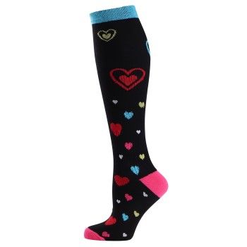 Trofé Trofe Printed Support Socks Strømper Sort/Rød Str 35/38 Dame