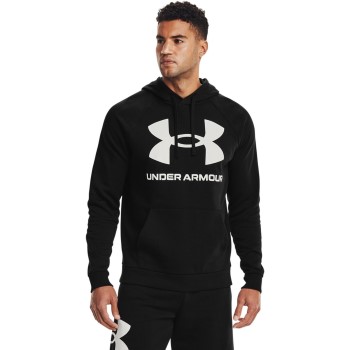 Under Armour Rival Fleece Big Logo Hoodie Sort/Hvid Large Herre