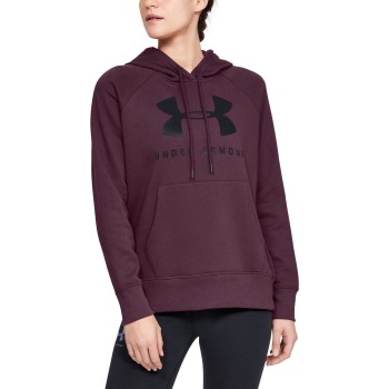 Under Armour Rival Fleece Sportstyle Hoodie Vinrød  Small Dame