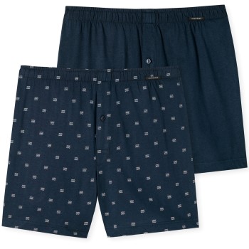 Schiesser 2P Fun Print Boxershorts Marineblå bomuld Medium Herre