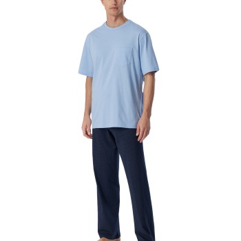 Se Schiesser Long Pyjamas With Short Sleeve Marine/Blå bomuld 48 Herre ved Timarco