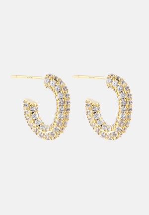 BY JOLIMA Monaco Pave Hoops Gold One size