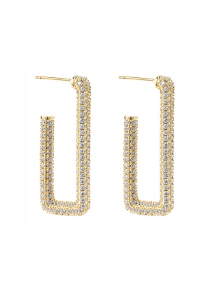 Se BY JOLIMA Monaco Rectangle Hoops Crystal Gold One size ved Bubbleroom